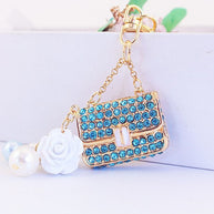 Camellia Keychain | Rhinestones Car Charm | Women's Purse