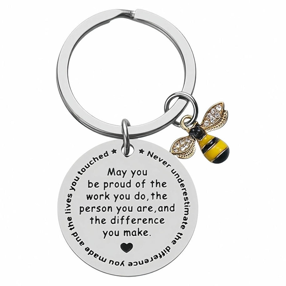 Bee Keychain | Teacher Thank You Gift | Engrave Steel