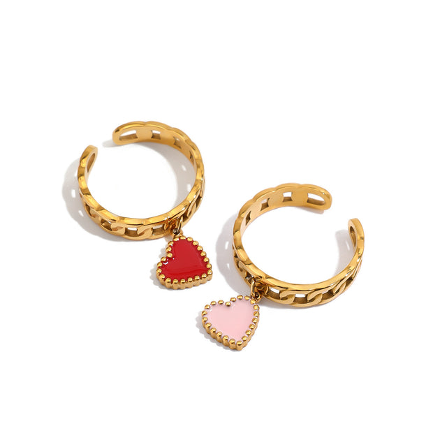 Open Link Ring Heart Charm