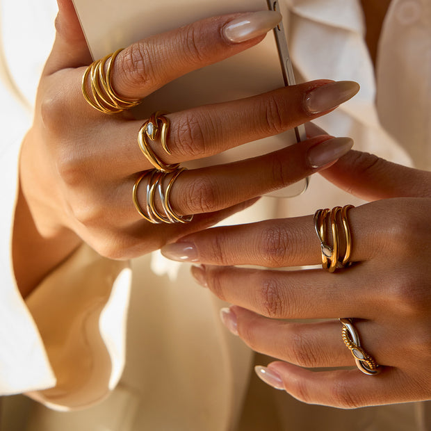Crossover Stainless Steel Snake Ring
