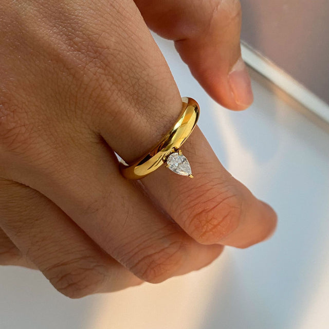 Pear CZ Ring Band