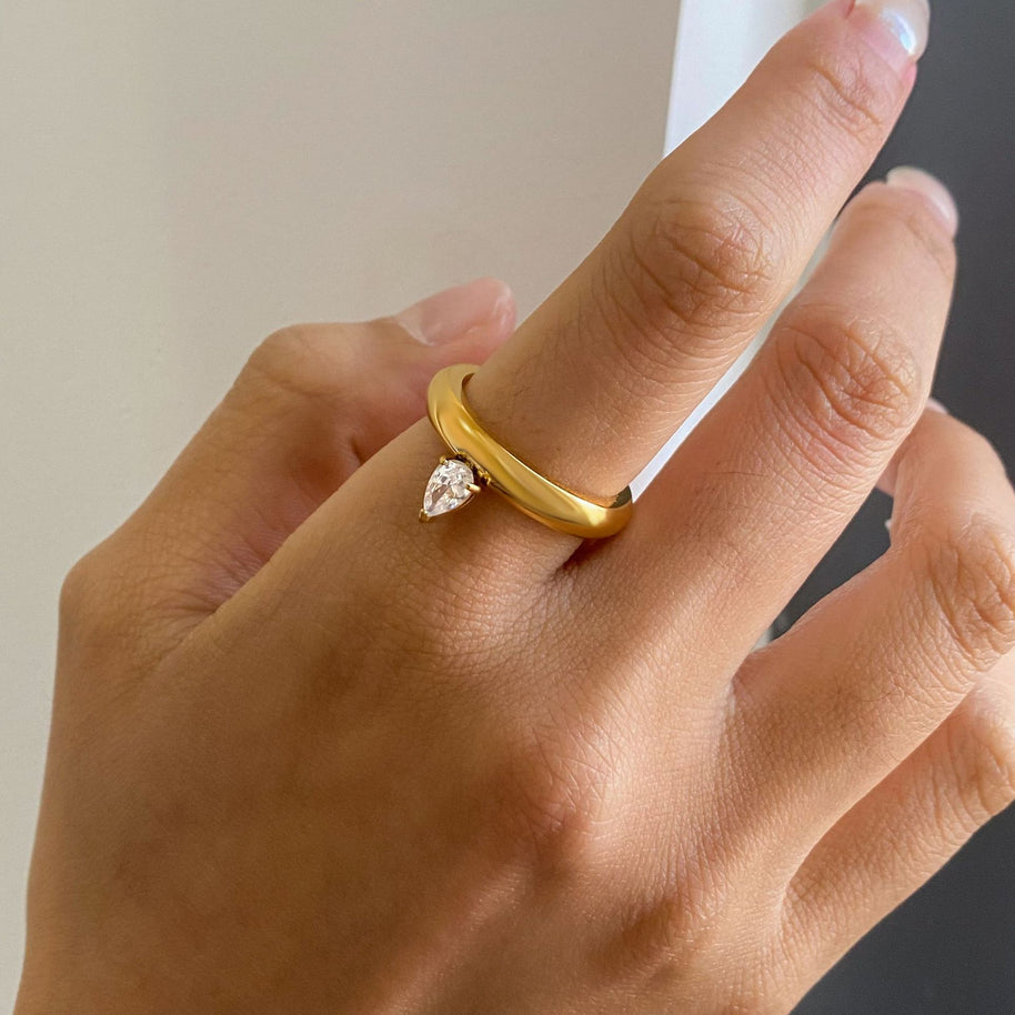 Pear CZ Ring Band