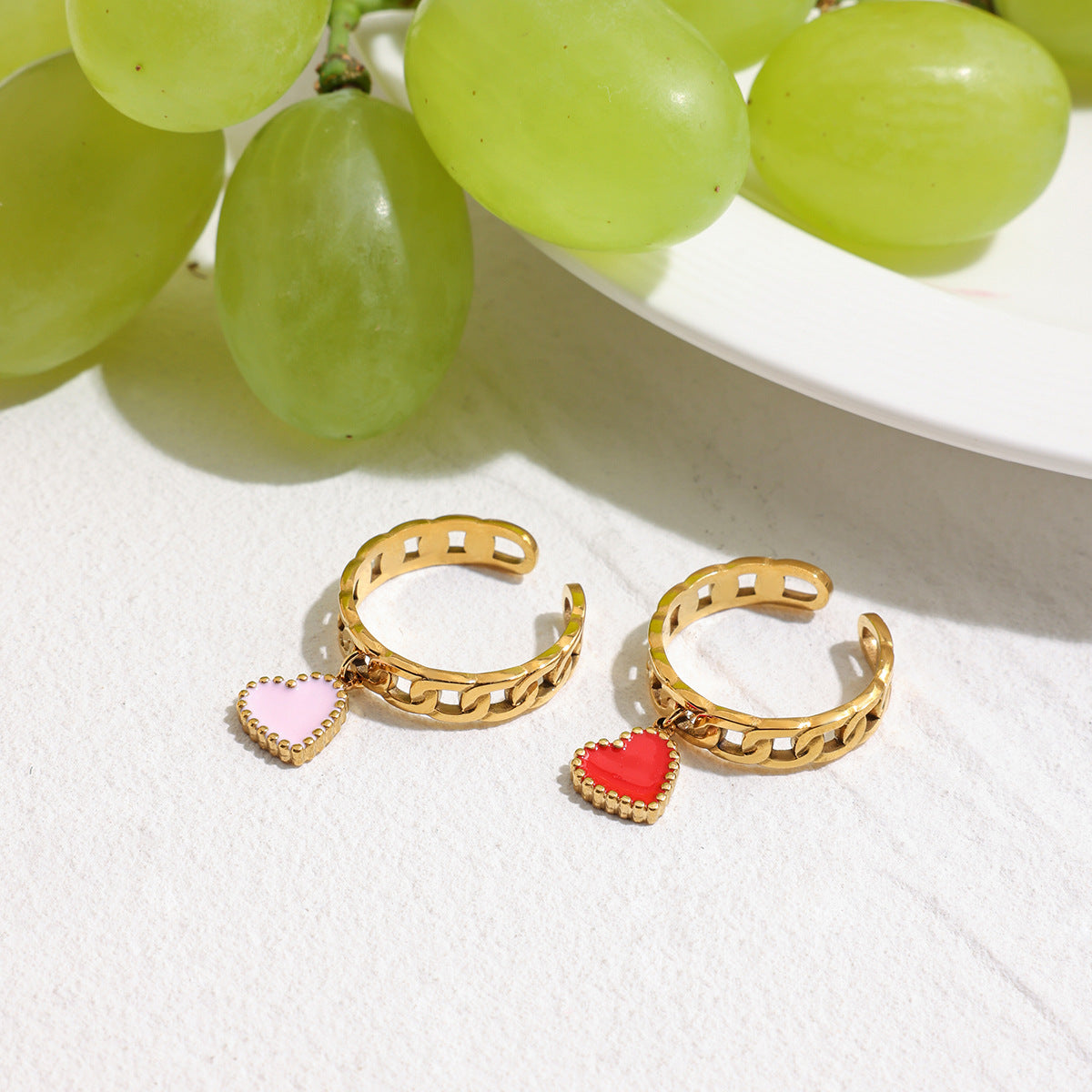 Open Link Ring Heart Charm