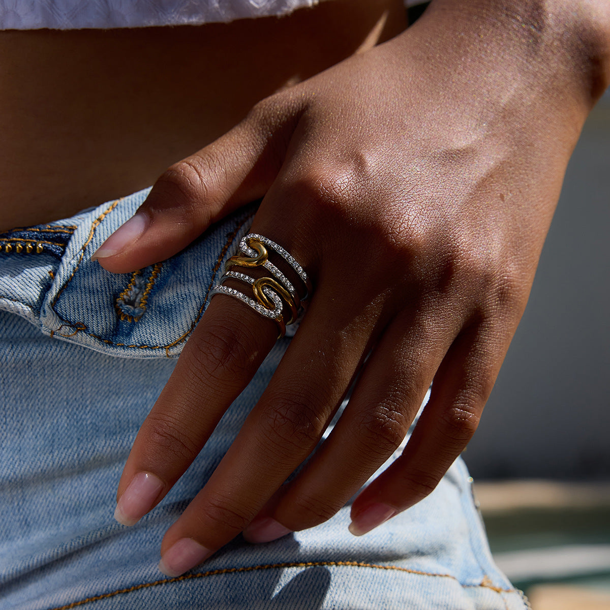 Two Tone Line Ring