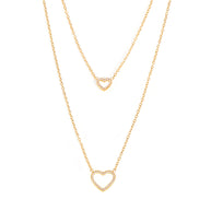 CZ Double Layer Heart Necklace