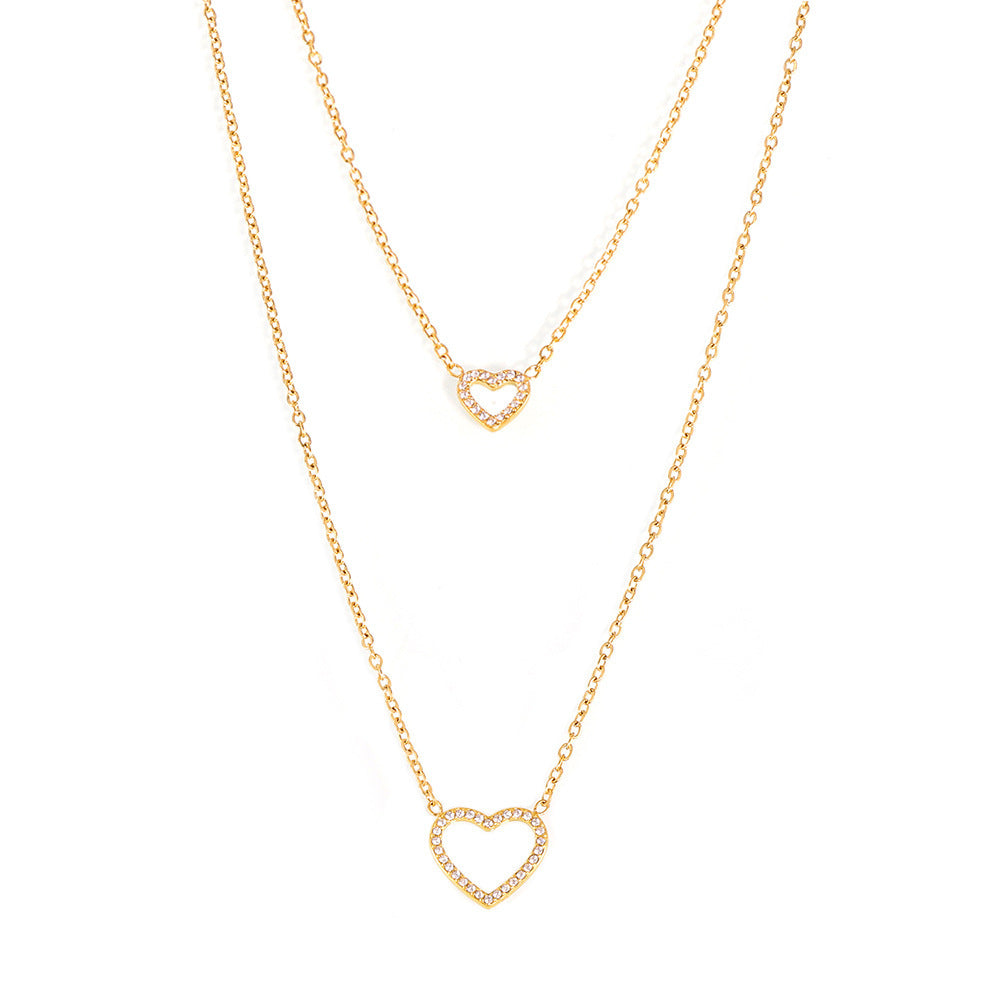 CZ Double Layer Heart Necklace