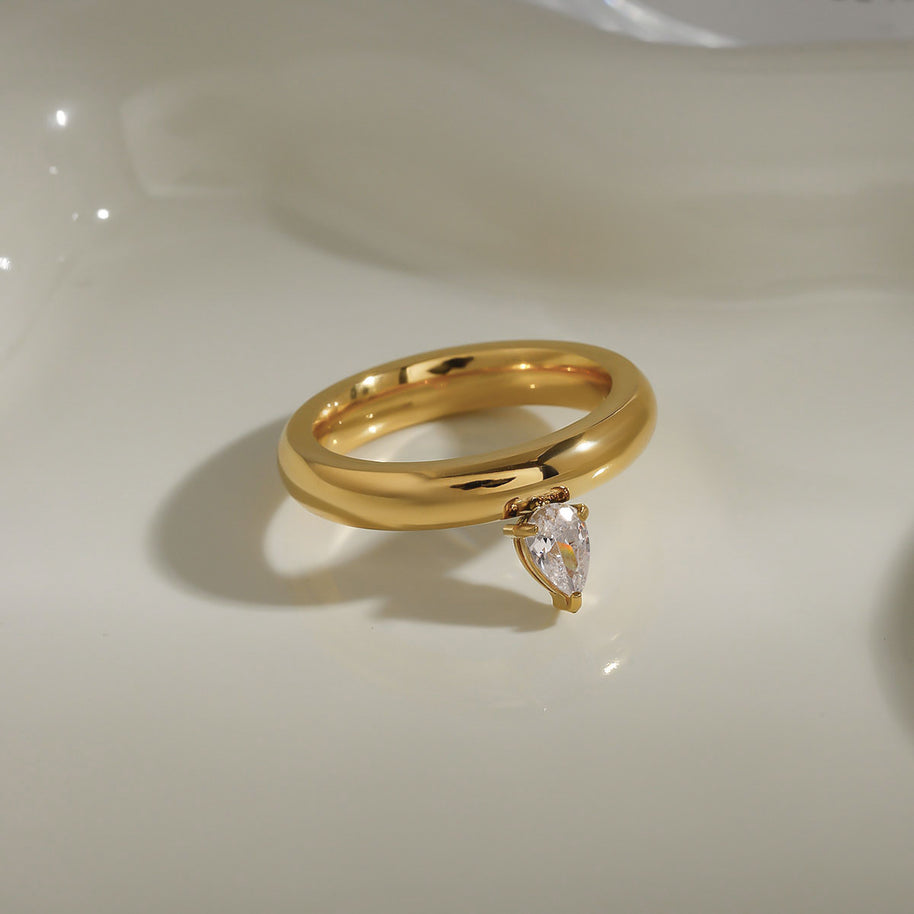 Pear CZ Ring Band