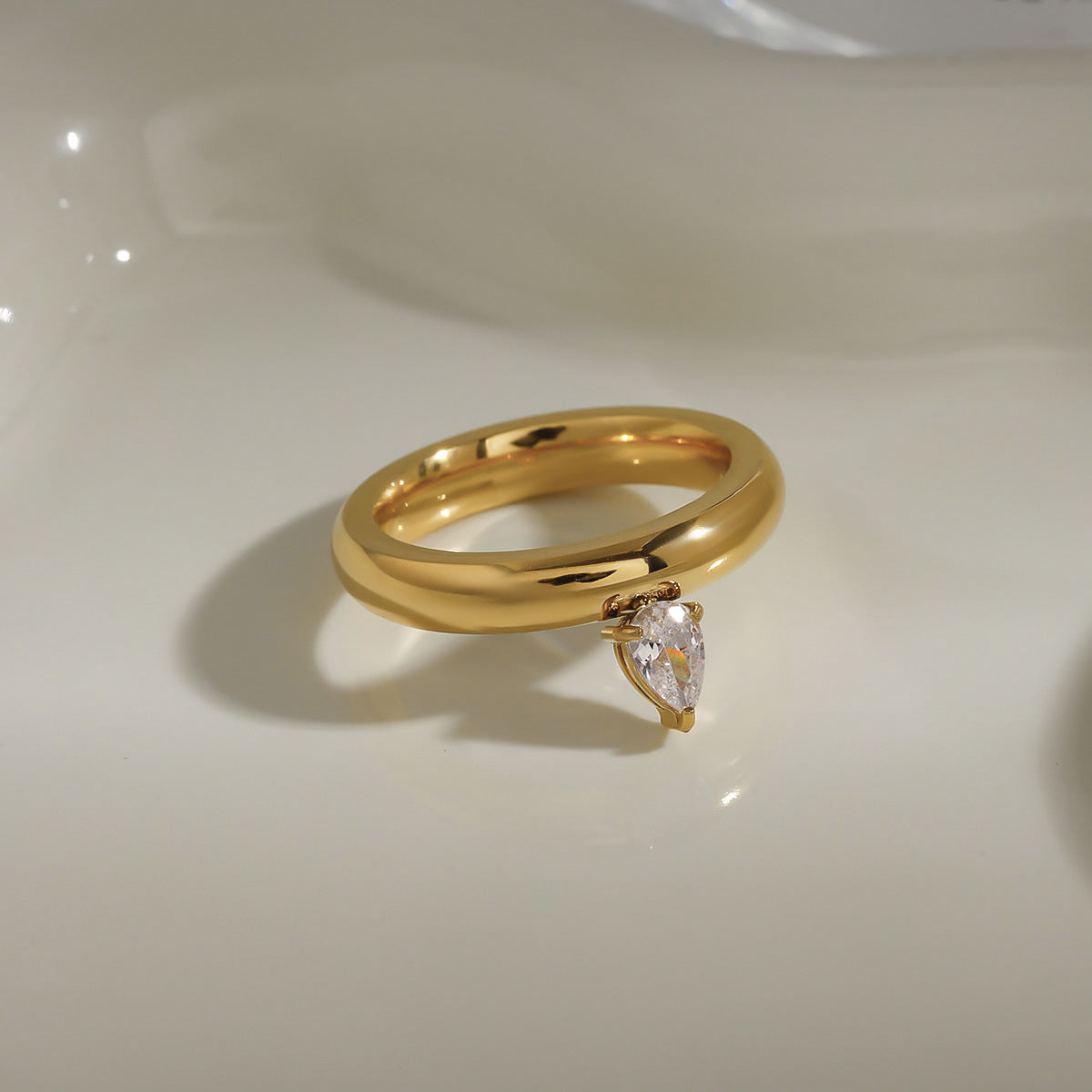 Pear CZ Ring Band