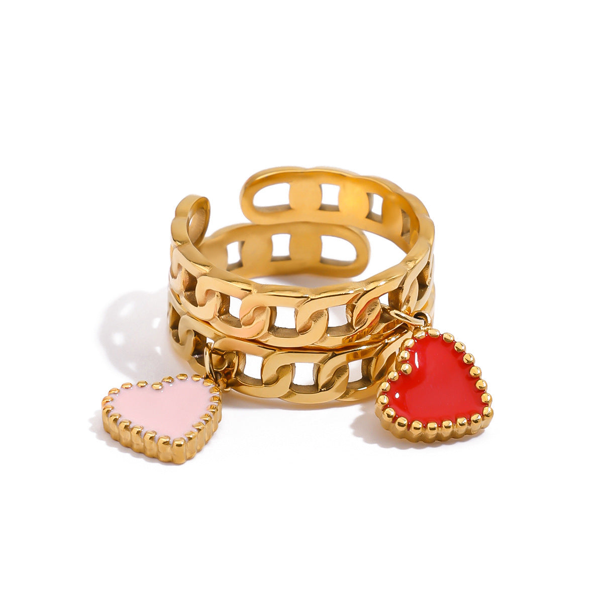 Open Link Ring Heart Charm