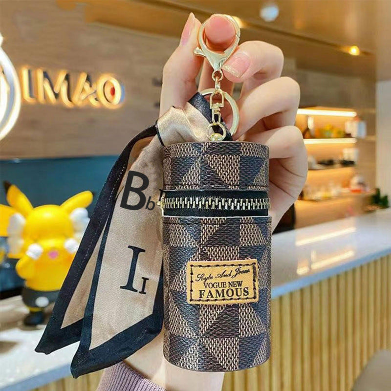 Lipstick Bag Keychain | Mini Cylinr Pouch | PVC Wallet