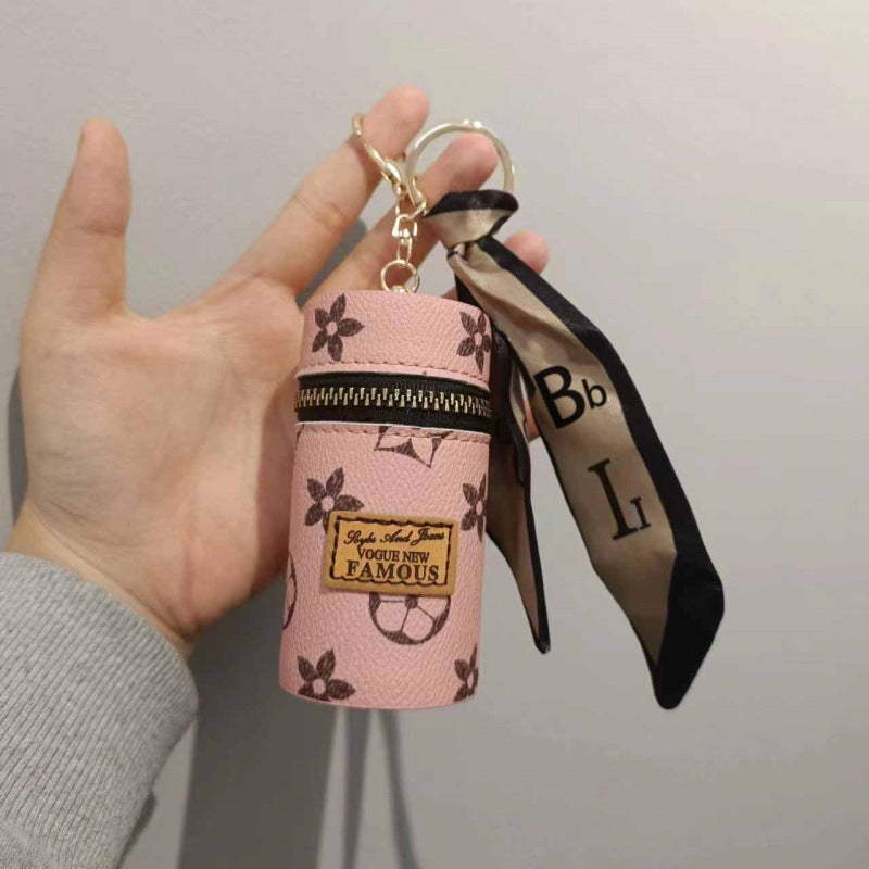 Lipstick Bag Keychain | Mini Cylinr Pouch | PVC Wallet