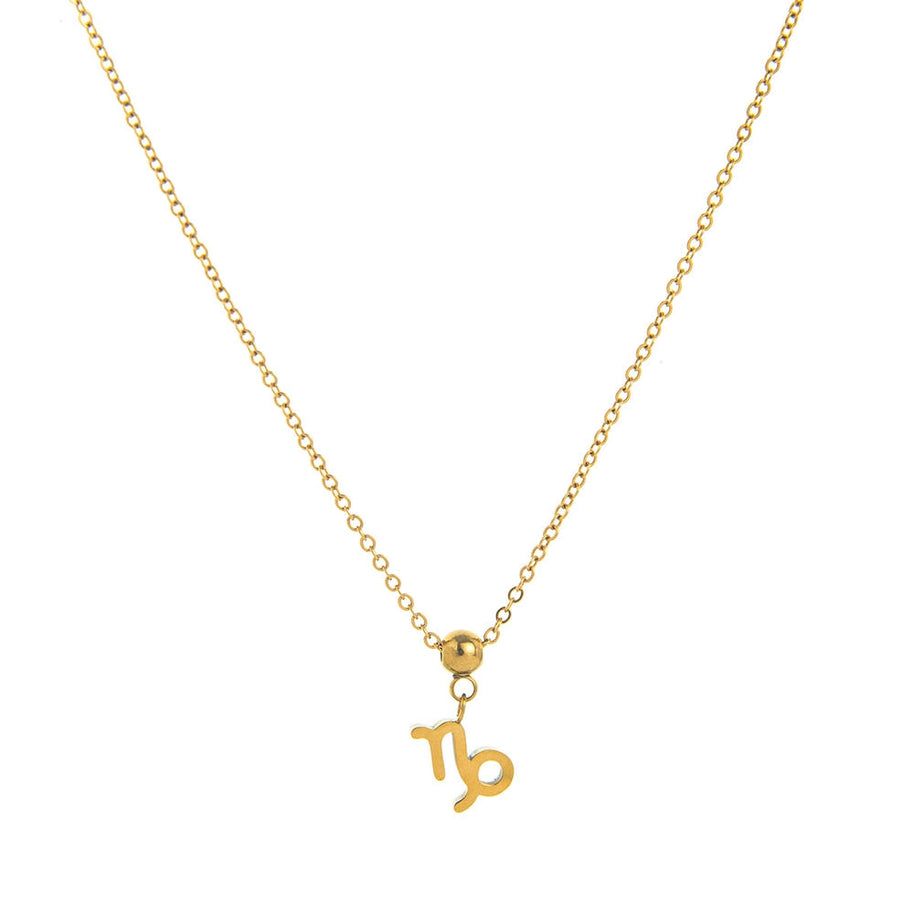 12 Zodiac Sign Charm Pendant Steel 18K Gold Tarnish Resistant