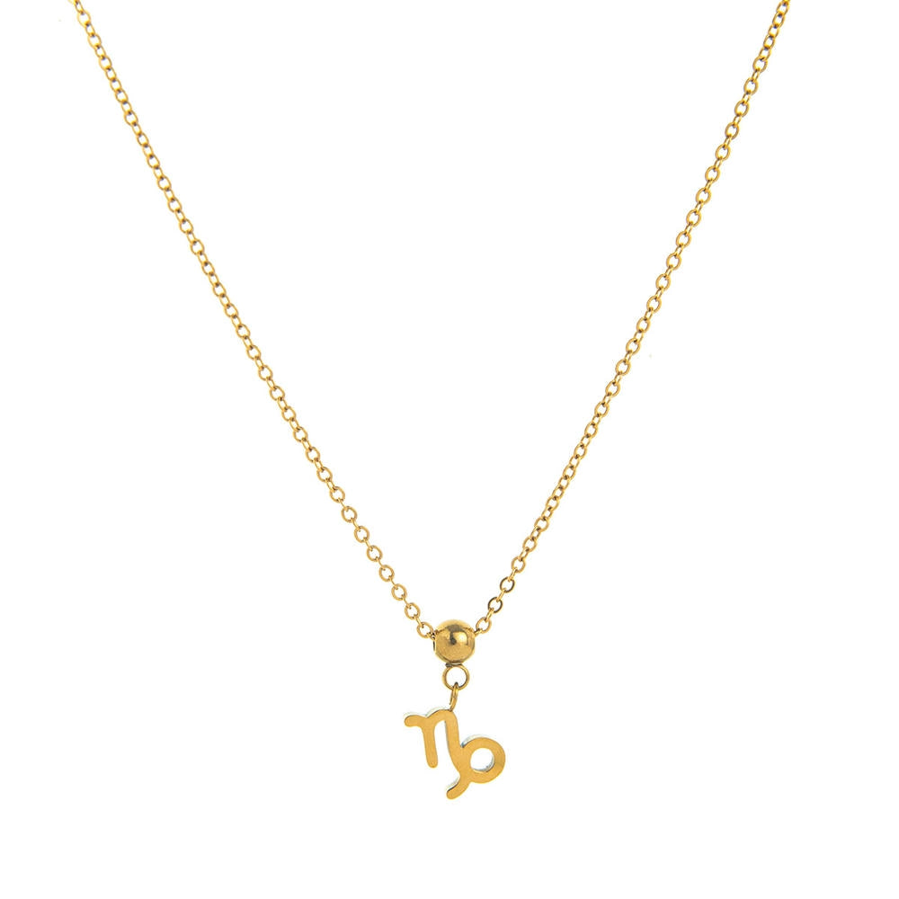 12 Zodiac Sign Charm Pendant Steel 18K Gold Tarnish Resistant