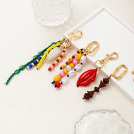 Dopamine Colorful Bag Charms Fashion DIY Beaded Keychain