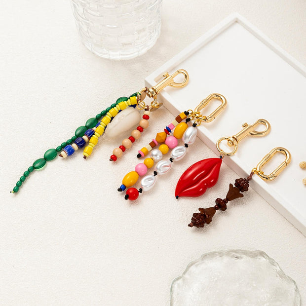 Dopamine Colorful Bag Charms Fashion DIY Beaded Keychain