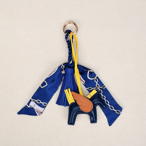 Pegasus Keychain | Leather Tassel Scarf Charm for Bag & Car