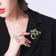 Peacock Brooch | French Green Crystal Pin | Vintage Luxury