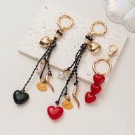Lucky Heart Evil Eye Braided Rope Keychain Charm Accessories