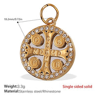 French Retro Starfish Round Necklace Pendant Rhinestones