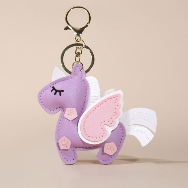 Rainbow Unicorn Keychain | Leather Bag Charm Gift for Her