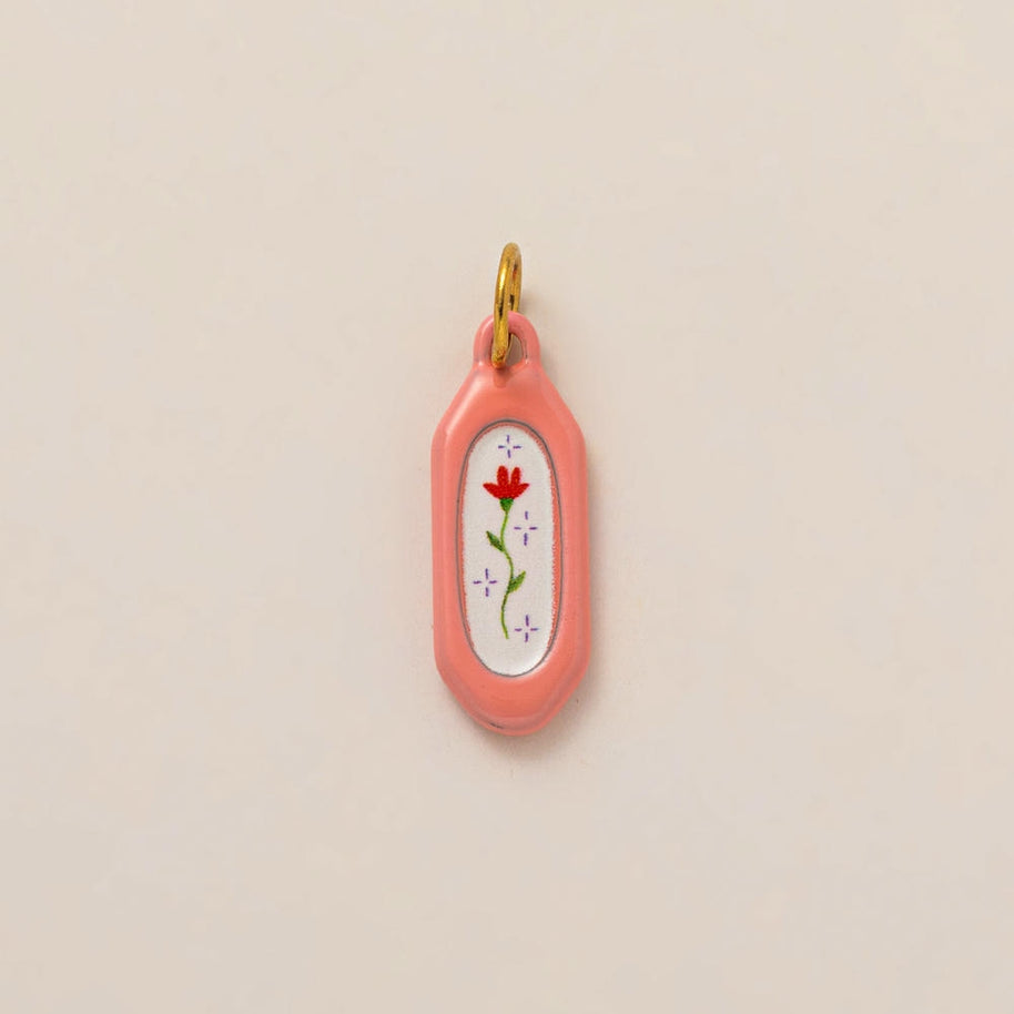 European Cartoon Sea Grass Enamel Pendant 18K Gold Plated