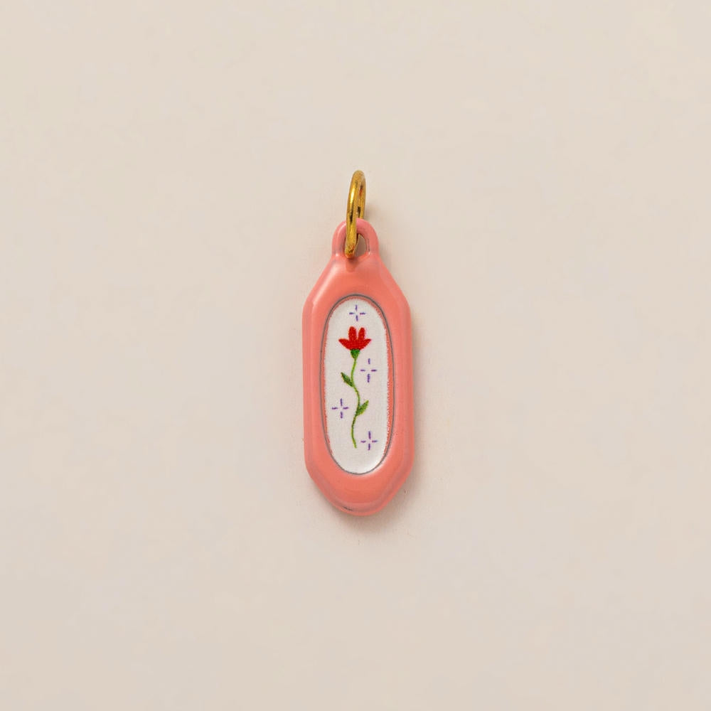 European Cartoon Sea Grass Enamel Pendant 18K Gold Plated