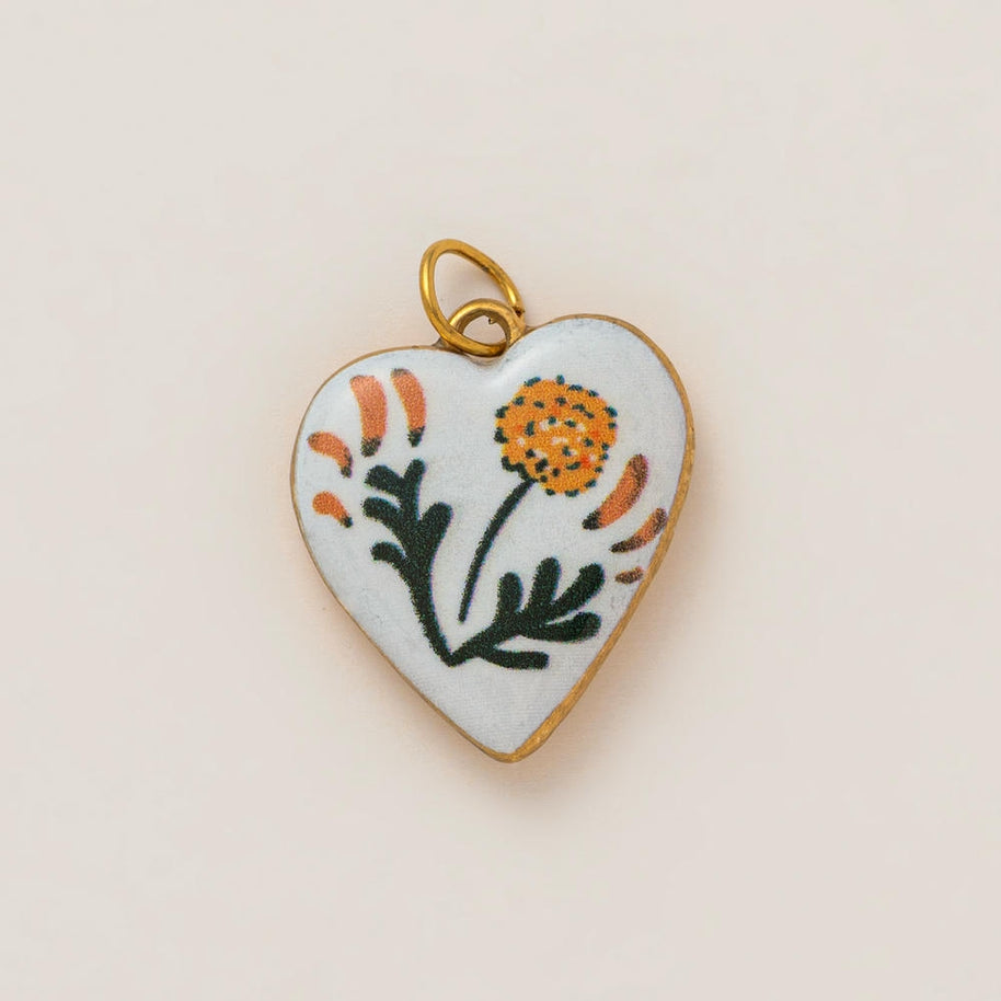 DIY Flower Grass Pendant Heart Print Colorful Charm JX252601S