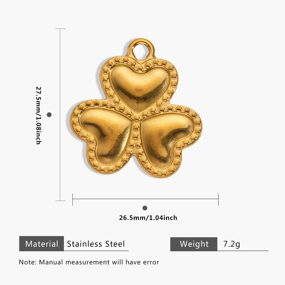 European Steel Flower Leaf Enamel Pendant 18K Gold Plated