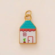 Oval Enamel Flower House Pendant DIY Charm Jewelry JX253203GK