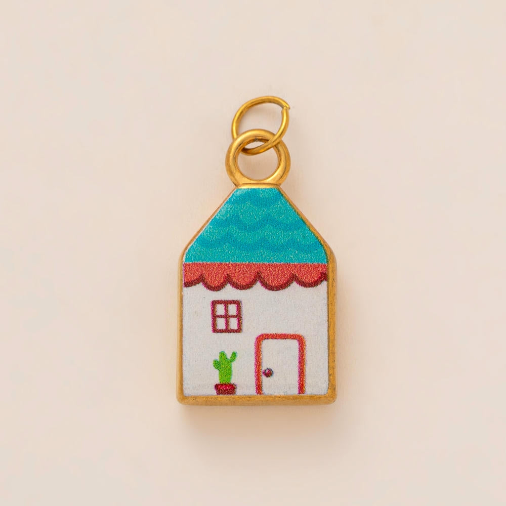 Oval Enamel Flower House Pendant DIY Charm Jewelry JX253203GK