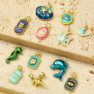 Coastal Shell Dolphin Pendant | Enamel Sea Life Love Charm