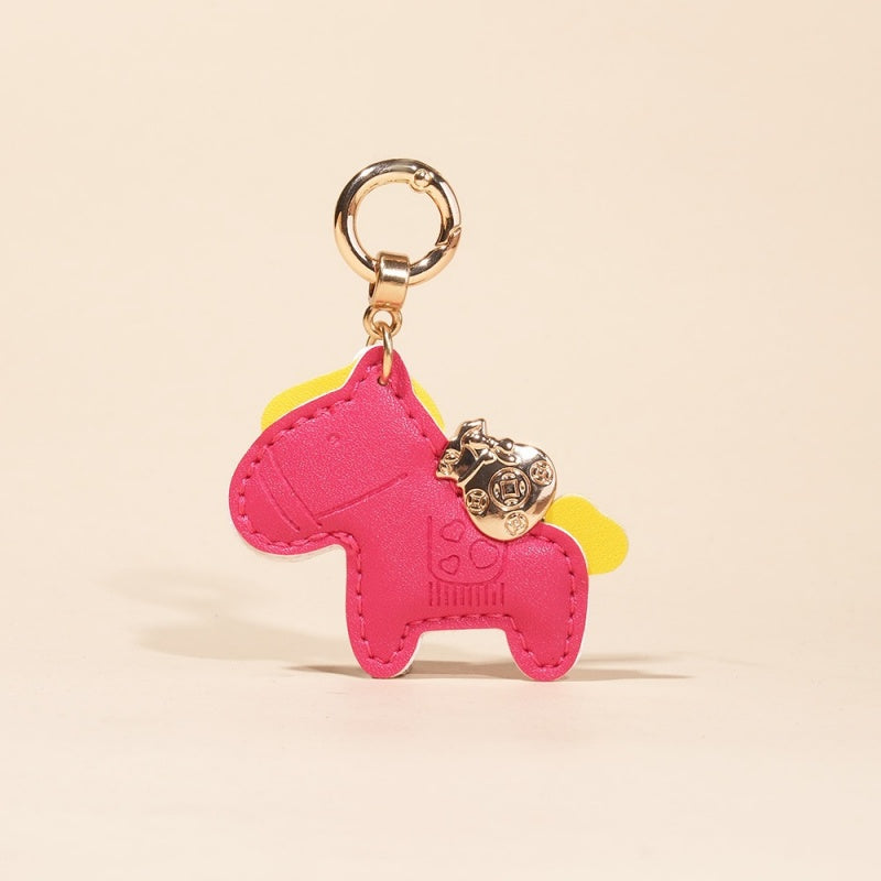 Money Horse Charm | Handmade Leather Bag & Car Keychain