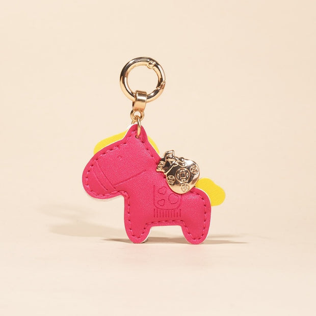 Money Horse Charm | Handmade Leather Bag & Car Keychain