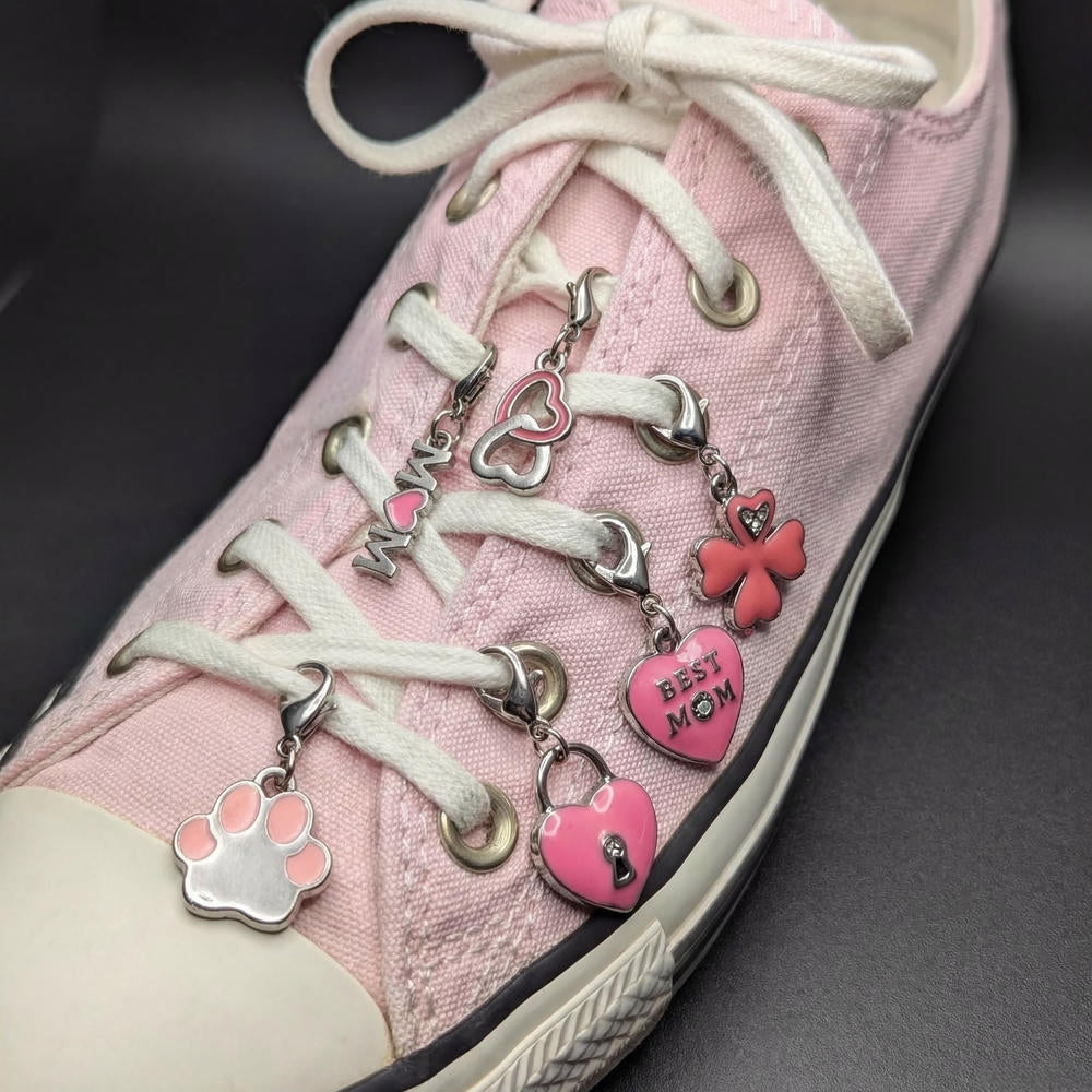 Pink Heart Lock DIY Shoe Charm 18K Gold Steel JX26041249GK
