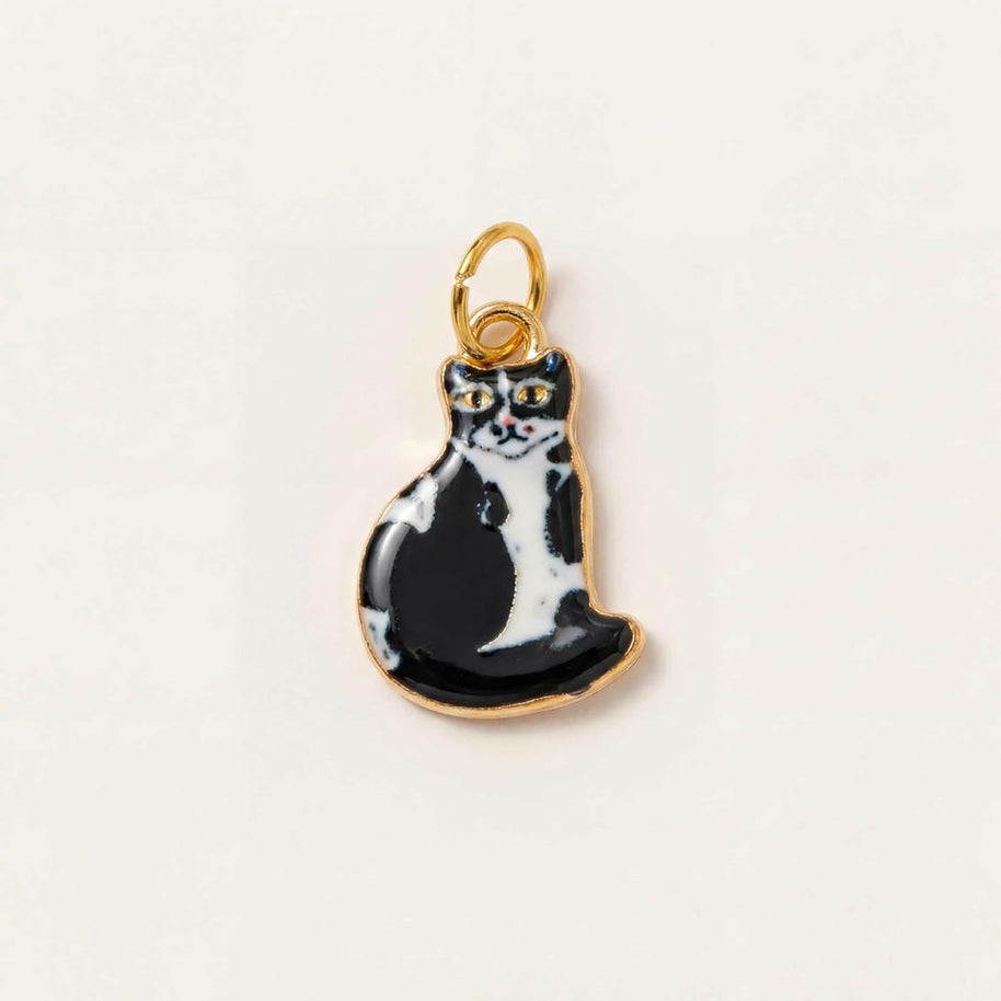 Cute Cat Ceramic Enamel Pendant Steel DIY Jewelry Wholesale