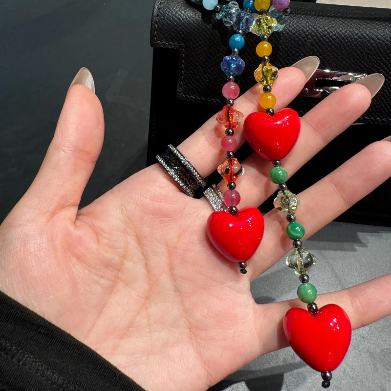 Acrylic Heart Bag Chain Macaron Color Ins Fashion DIY Charm