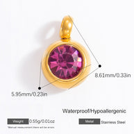 6mm Birthstone Single Pendant Steel Necklace Charm JXPJ91627A