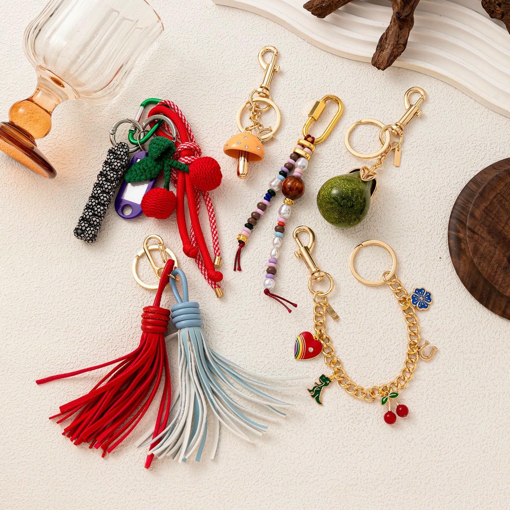 Versatile Tassel Cherry Vintage Boho Bag Charms Keychain