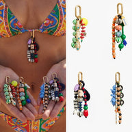 Summer Boho Beaded Colorful Tassel Pendant Bag Charm JX260515R