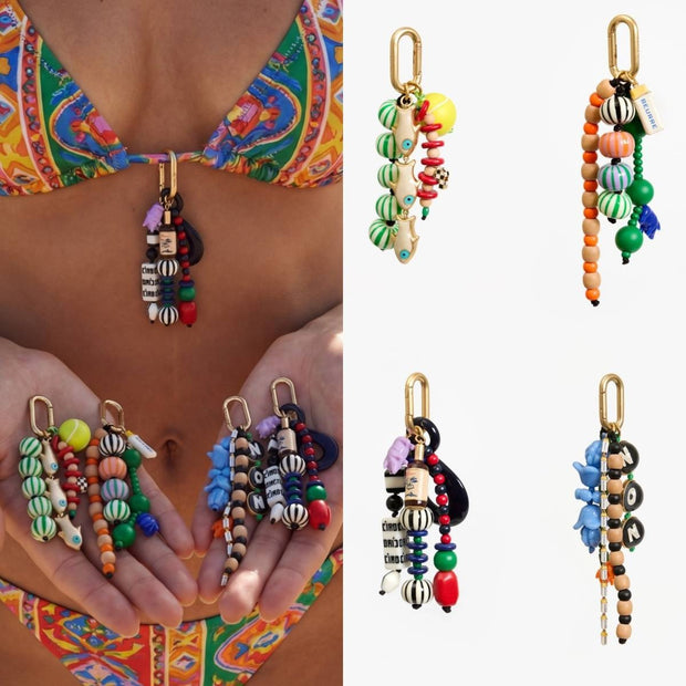 Summer Boho Beaded Colorful Tassel Pendant Bag Charm JX260515R