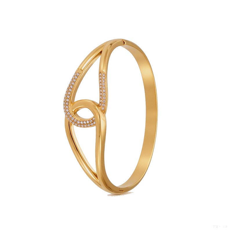 Interlocking Geometric Open Bangle