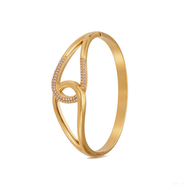 Interlocking Geometric Open Bangle JMZ462