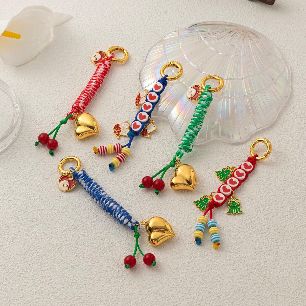 Heart Frog Pendants Cute Woven Keychain Charms JX251405O01