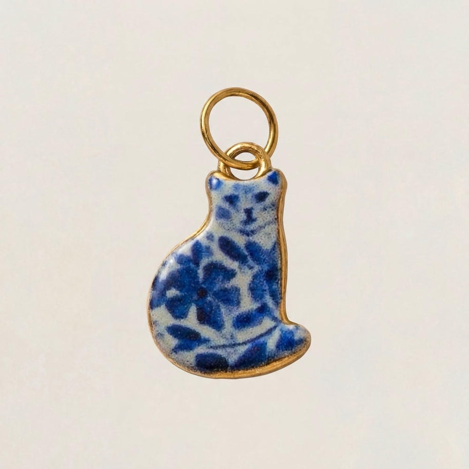 Cute Cat Ceramic Enamel Pendant Steel DIY Jewelry Wholesale