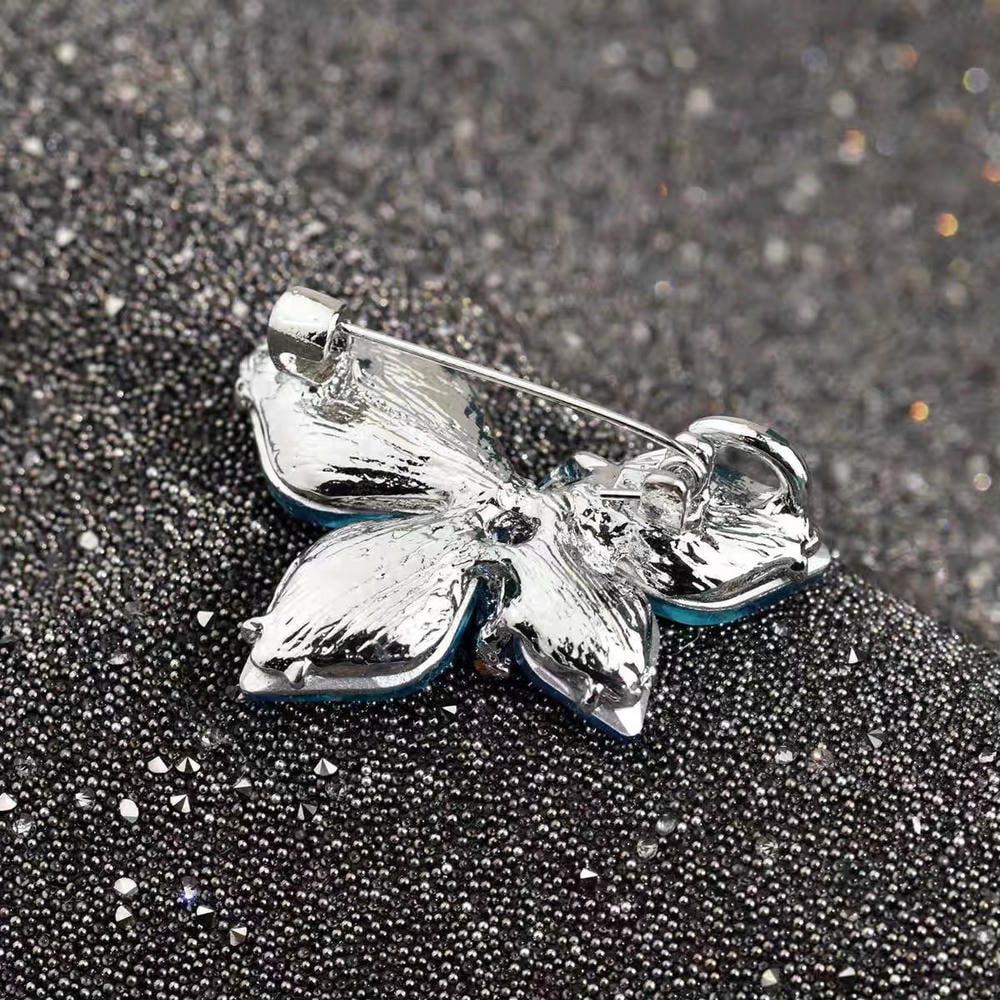 Blue Butterfly Brooch | Crystal Rhinestone Pin | Luxury