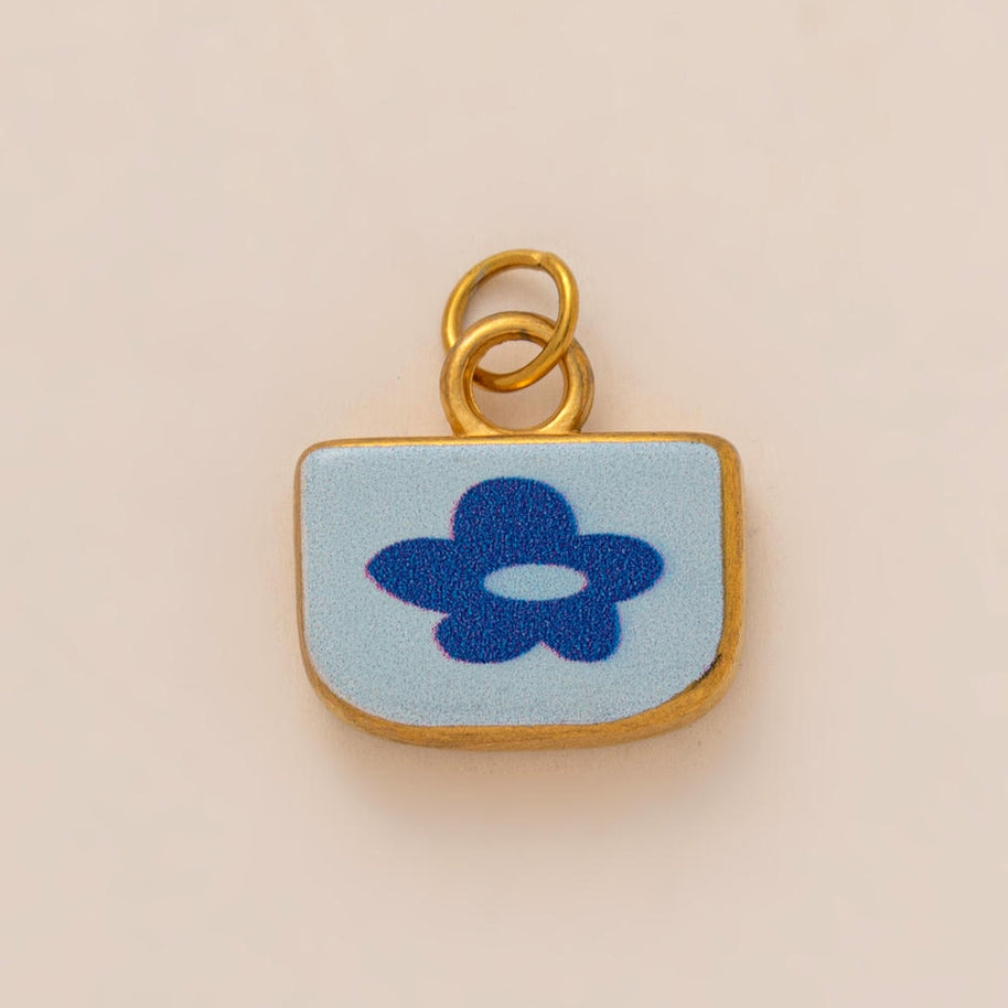 Oval Enamel Flower House Pendant DIY Charm Jewelry JX253203GK