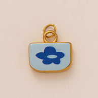 Oval Enamel Flower House Pendant DIY Charm Jewelry JX253203GK