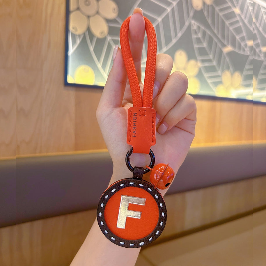 Letter Keychain | Round Leather Charm | Minimalist Gift