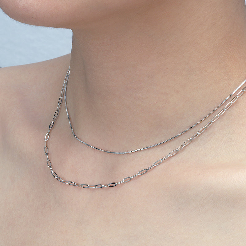 0.75mm Sterling Silver Box Chain Necklace