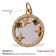 French Retro Starfish Round Necklace Pendant Rhinestones